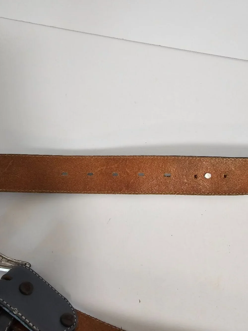 Tony Lama Belt Leather Western Floral Tooled Blue Boho 38